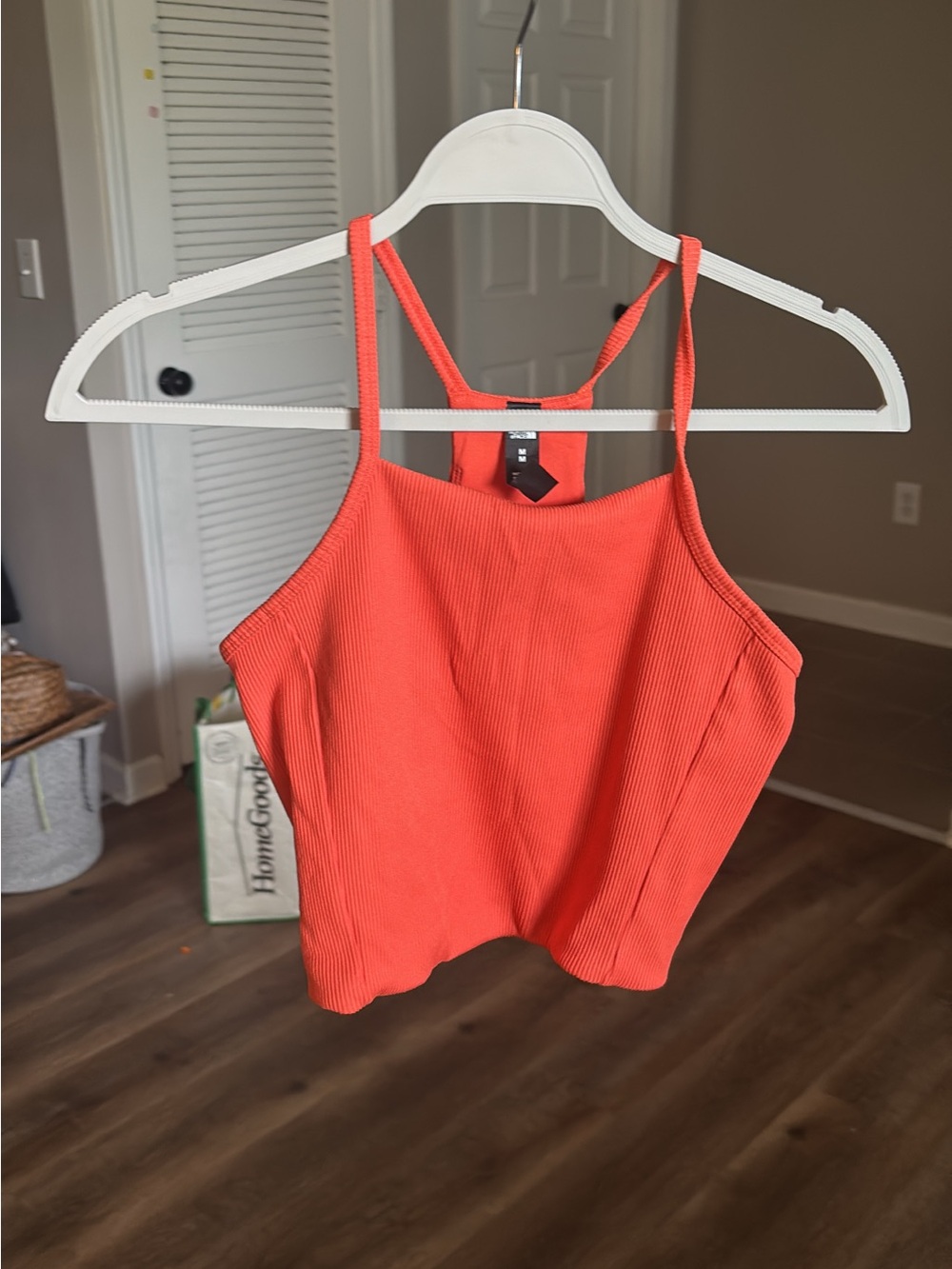 The North Face Ribbed Coral-Orange Crop Tank